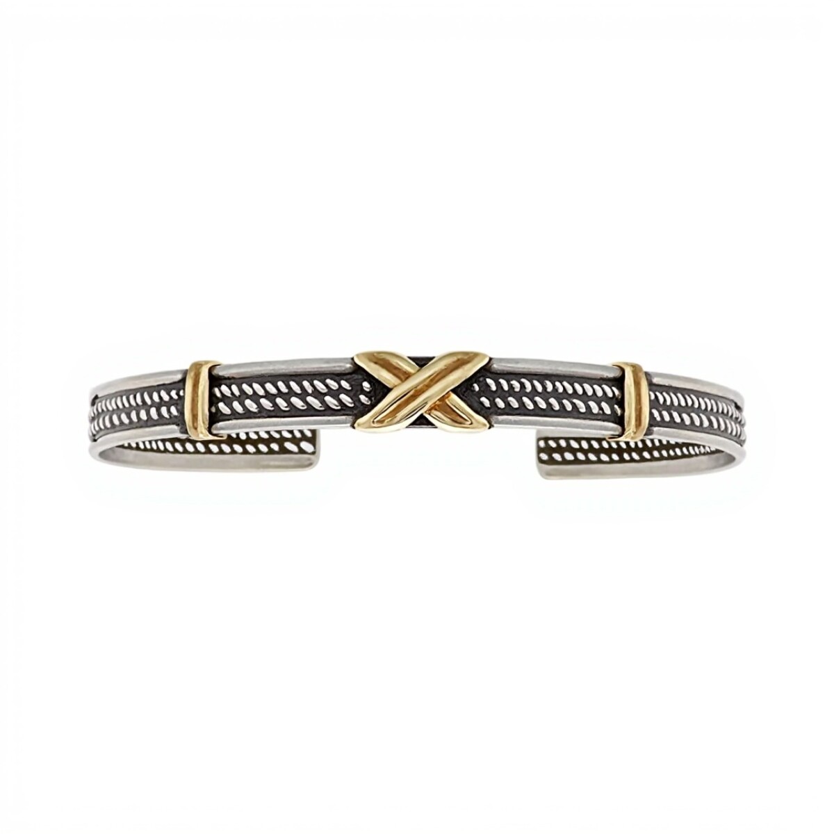 Brazalete Cruz-Plata y Oro-Sin piedra- BR5001 - sinpiedra 