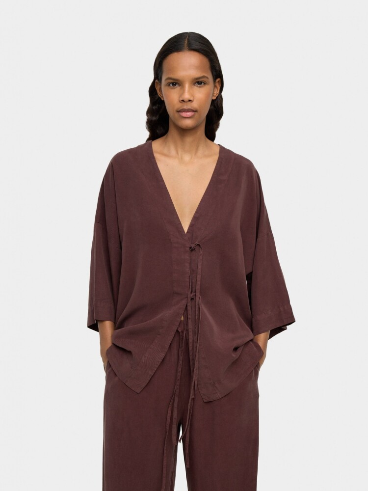 Kimono Liso 100% Lyocell marron