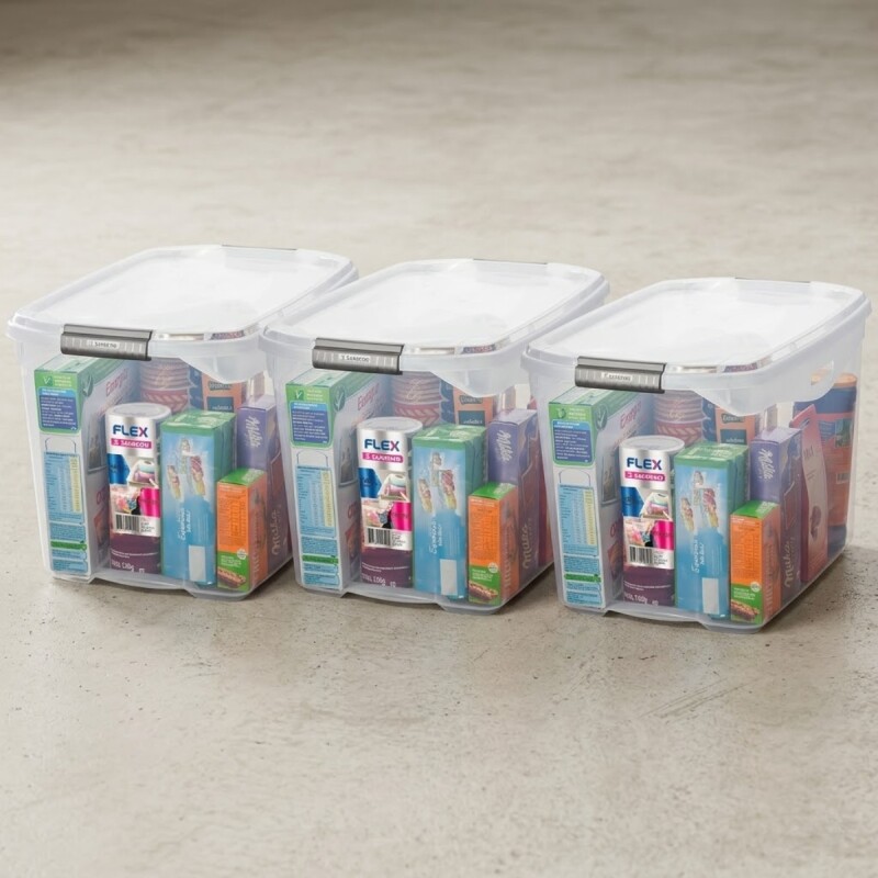 Set x3 Caja organizadora 36 lts TRANSPARENTE