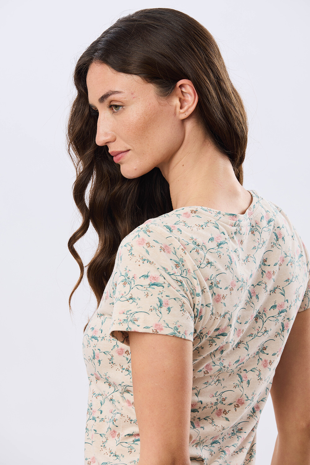 REMERA ESTAMPADA DE ALGODÓN Beige