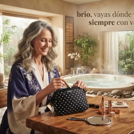 Neccesaire Organizador Porta Cosméticos Neopreno Negro puntos blancos