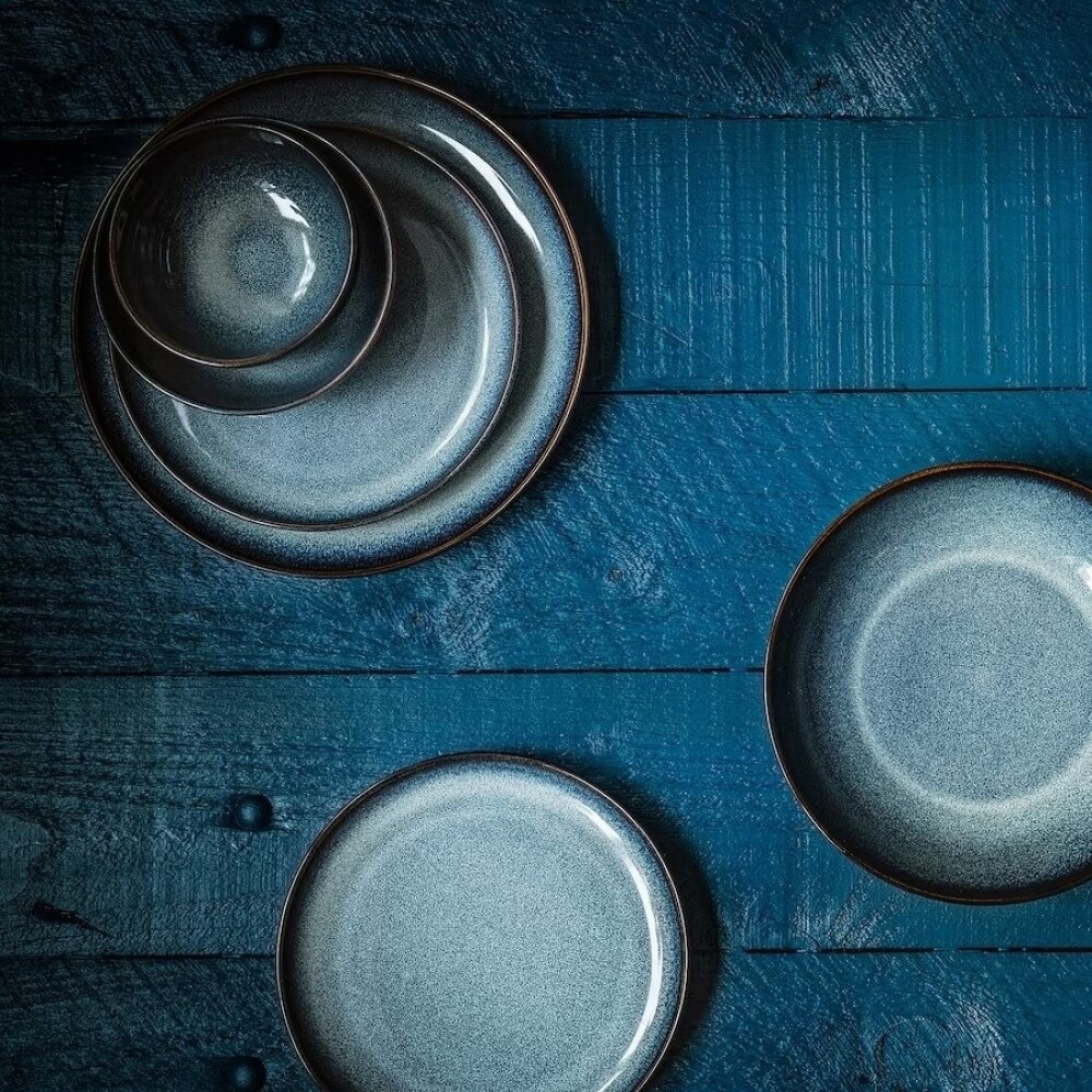 Plato de Mesa de Cerámica Organic Azul 24 cm PLATO DE MESA CERAMICA D25CM ORGANIC AZUL