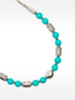 Collar Corto De Cuentas De Piedras azul