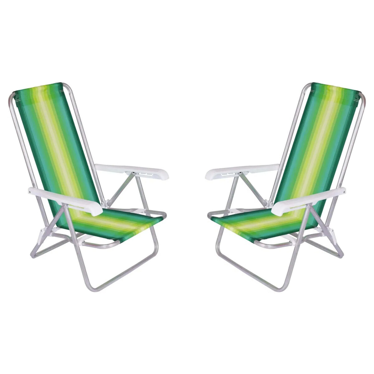 Set X2 Reposeras Sillas Playa Reclinables 4 Posiciones Alum - Verde 