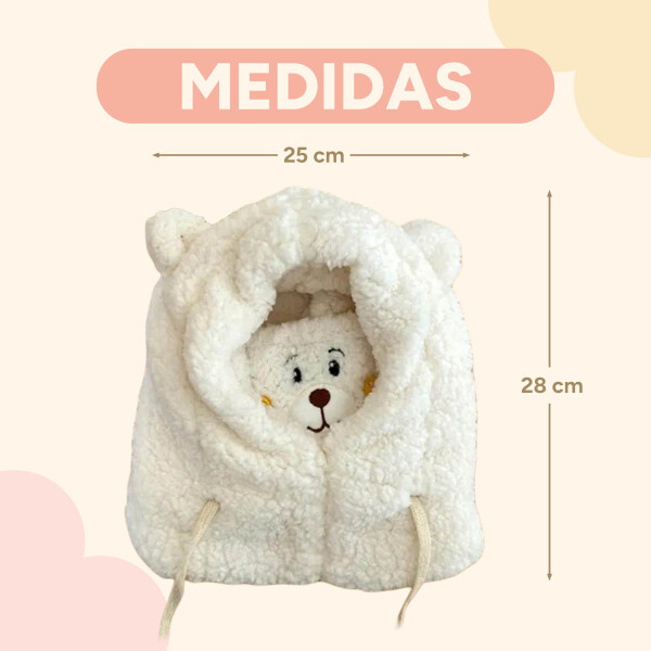 Gorro Pasa Montañas Corderito Orejas Frio Invierno Termico Variante Color Blanco