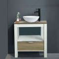 MUEBLE DE BAÑO VANITY MARRÓN CON BACHA BLANCO Mueble De Baño Vanity Marrón Con Bacha Blanco
