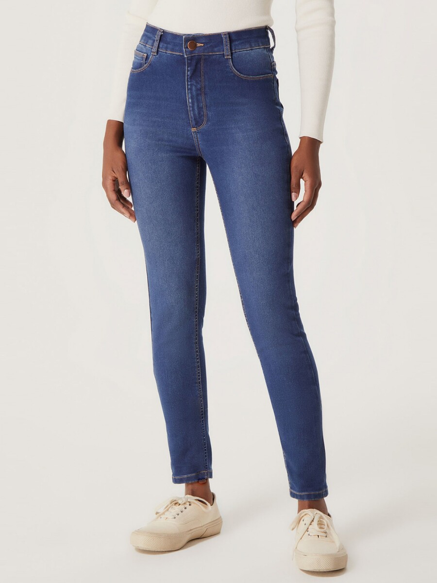 PANTALÓN DE JEAN CINTURA MEDIA SKINNY - AZUL 