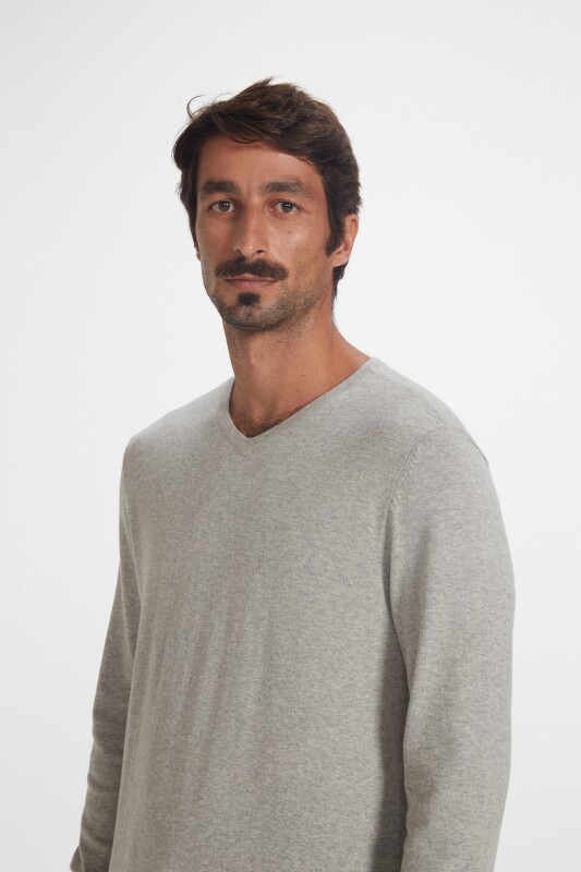BLUSAO MASCULINO ADULTO (SWEATER) CINZA MESCLA