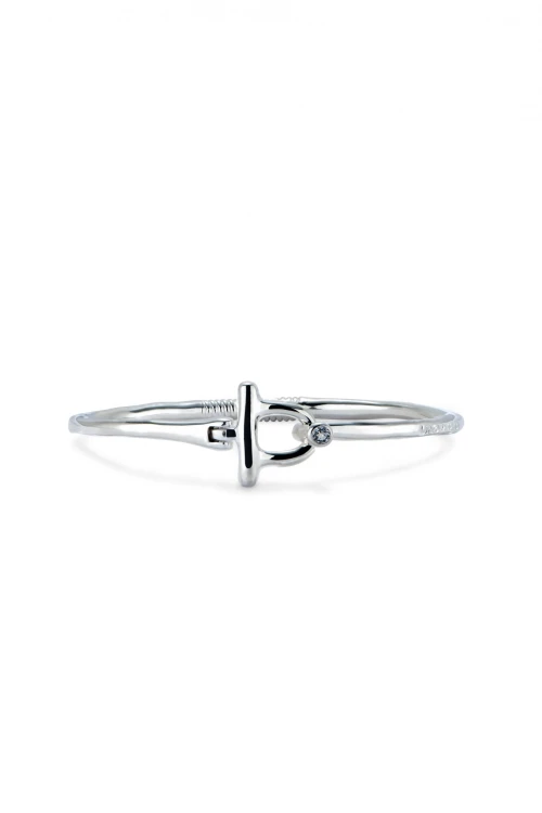 PULSERA CON CIERRE FRONTAL BAÑADA EN PLATA DE LEY CON TOPACIO BLANCO Pulsera