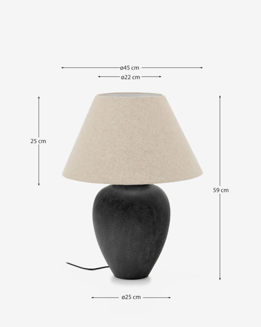 Lámpara de mesa Mercadal de cerámica con acabado negro Lámpara de mesa Mercadal de cerámica con acabado negro