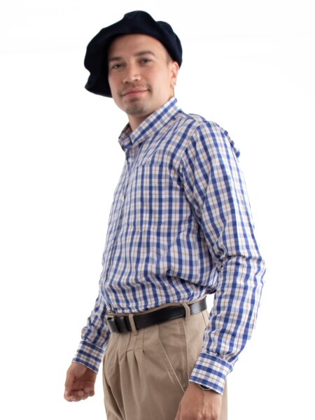 Camisa Caballero cuadrille azul