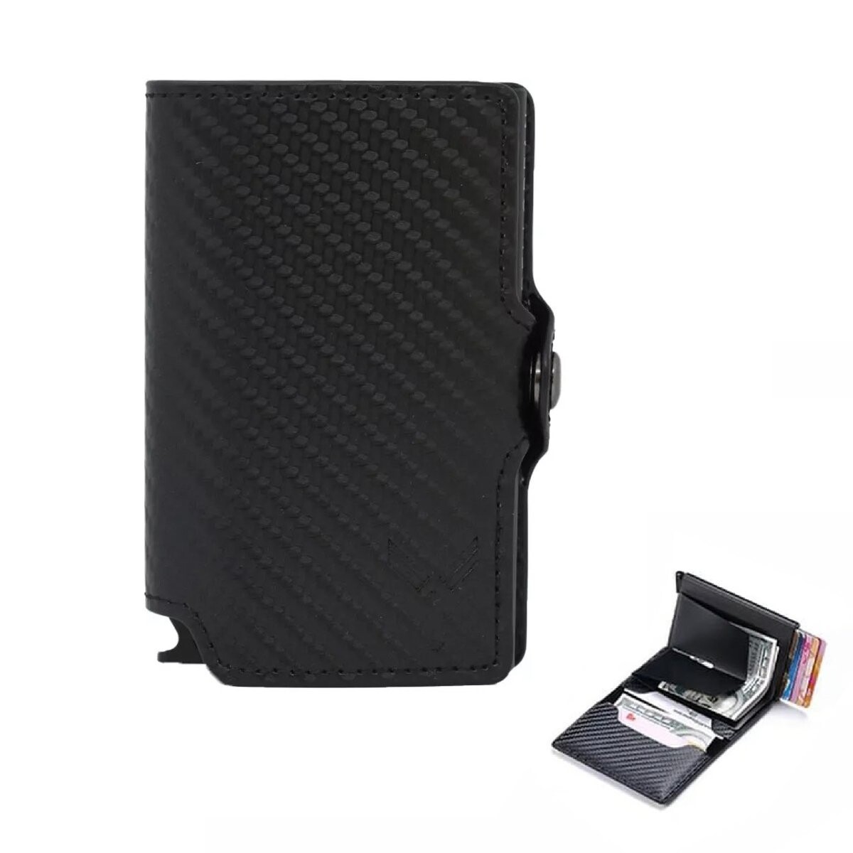 Billetera Tarjetero Dellorean Protección RFID Anticlonación - Variante Color Negro 