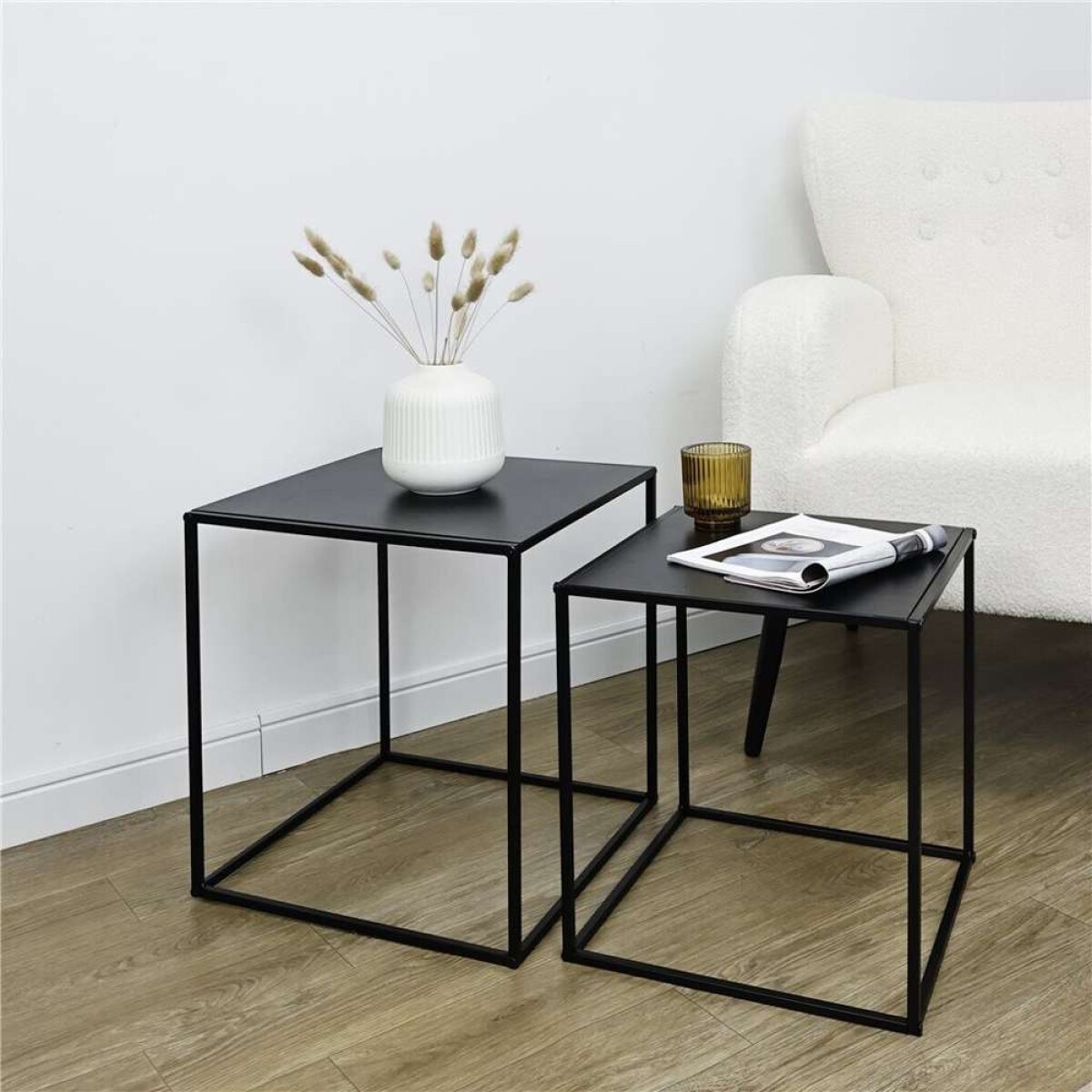 Set 2 Mesas Aux 38X38X41/34X34X37Cm - Metal Negro 