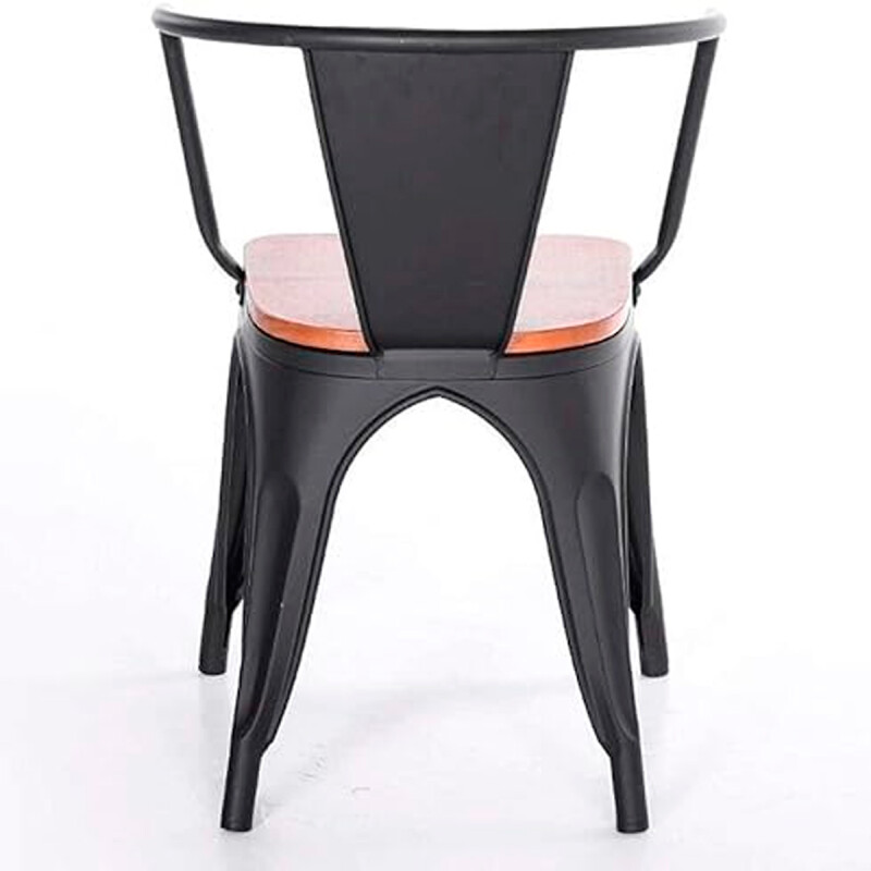 Set x2 Butaca Tolix de metal asiento de madera con apoya brazos NEGRO