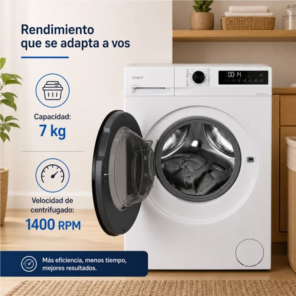 LAVASECARROPAS CANDY CARGA-FRONTAL BLANCO GWD474SB7 7/4KG