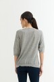 Sweater manga 3/4 cuello V GRIS