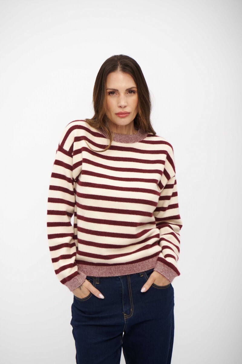 BUZO LIA CREMA BORDO