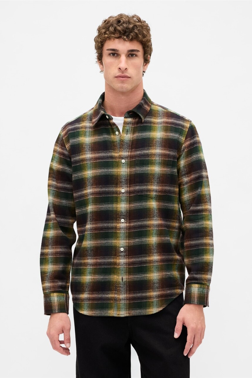 Camisa Flannel Hombre Sp Black Shadow Plaid