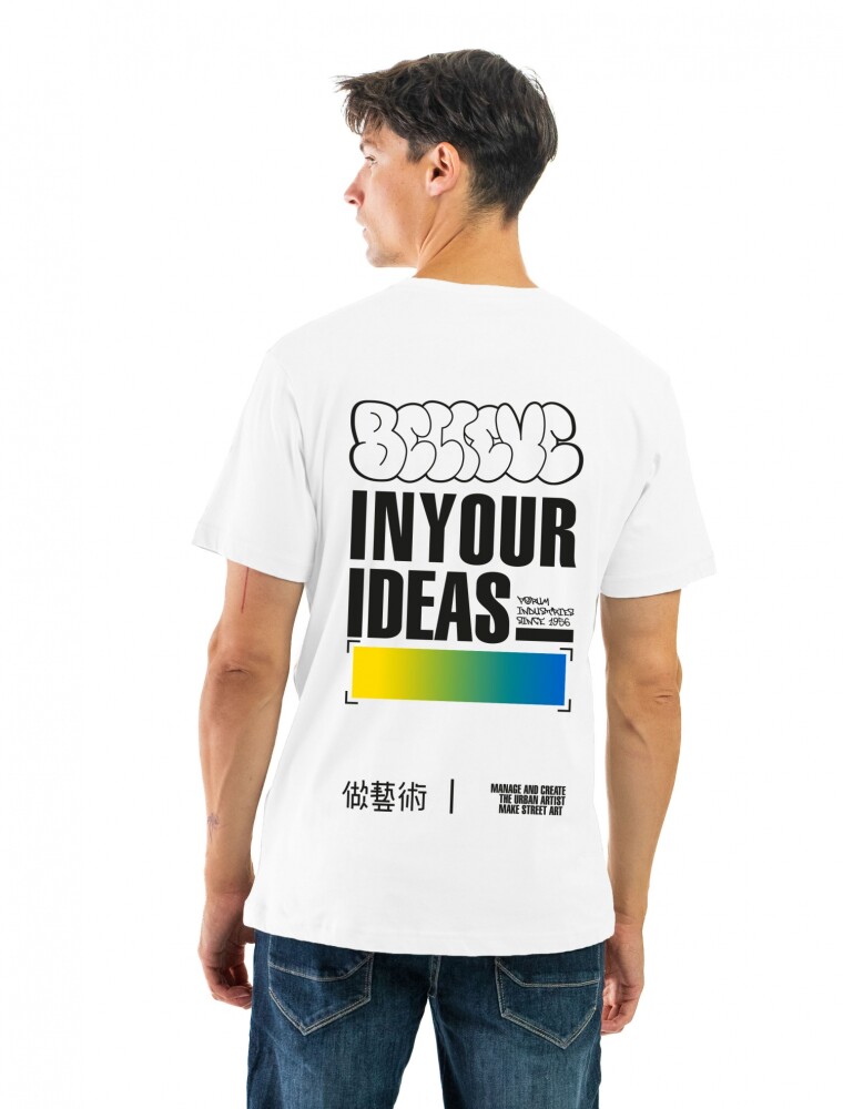 Remera Estampada Cuello Base Blanco/ Letras 048