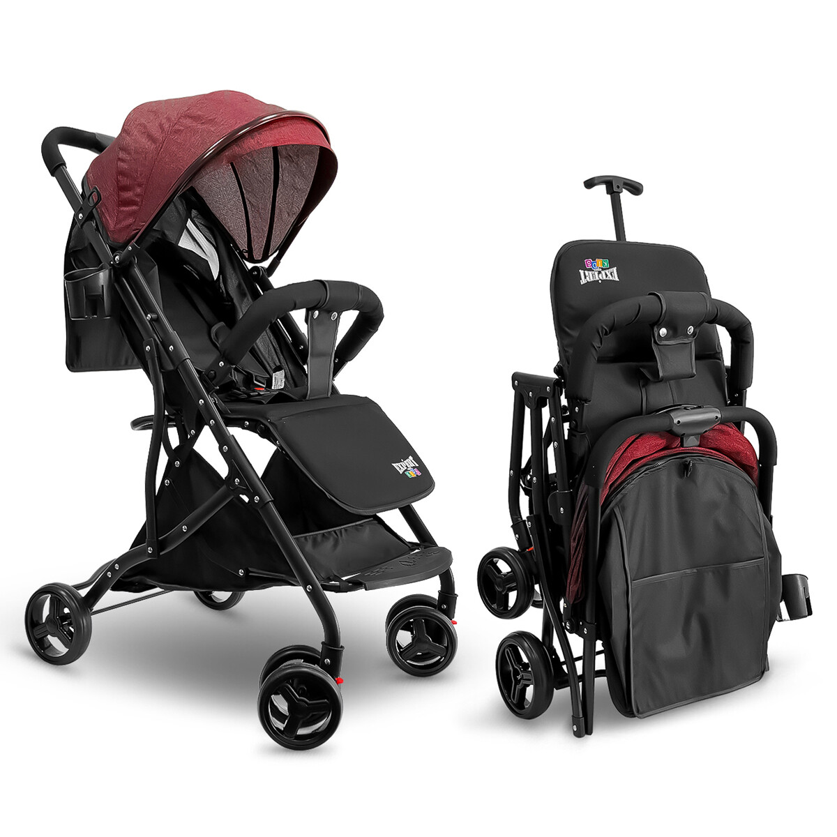 Coche Plegable Premium Expert Kids Paragüita Cama - Rojo 