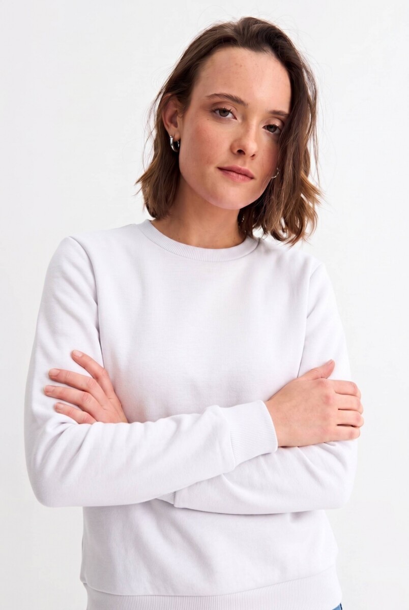 Buzo deportivo clásico escote redondo - UNISEX - Blanco 