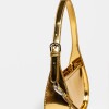 Cartera al hombro Leaf en efecto cuero charol Metalizado