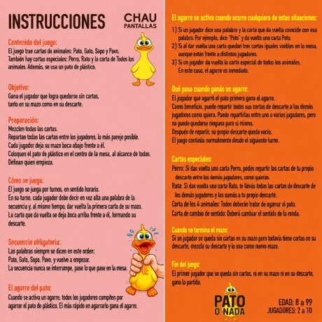 Juego de Cartas Pato o Nada Chau Pantallas 001