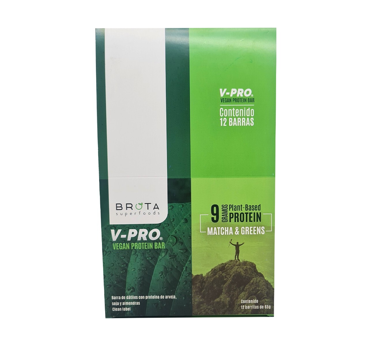 Brota Barra de proteína vegana Matcha & Greens 65 g Caja x 12 