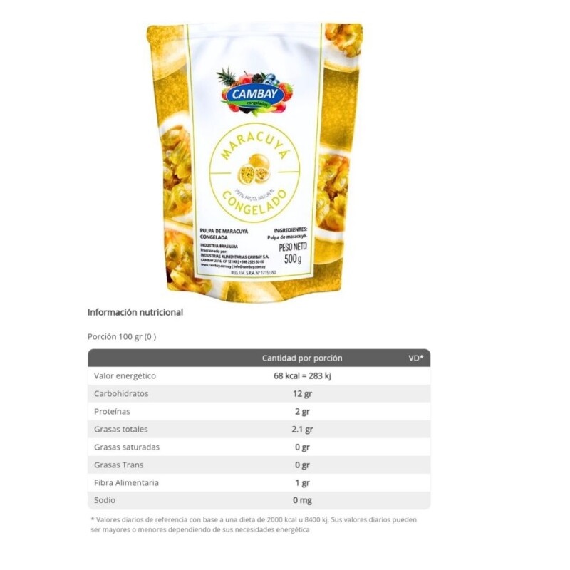 MARACUYA CON SEMILLA CAMBAY 500G MARACUYA CON SEMILLA CAMBAY 500G
