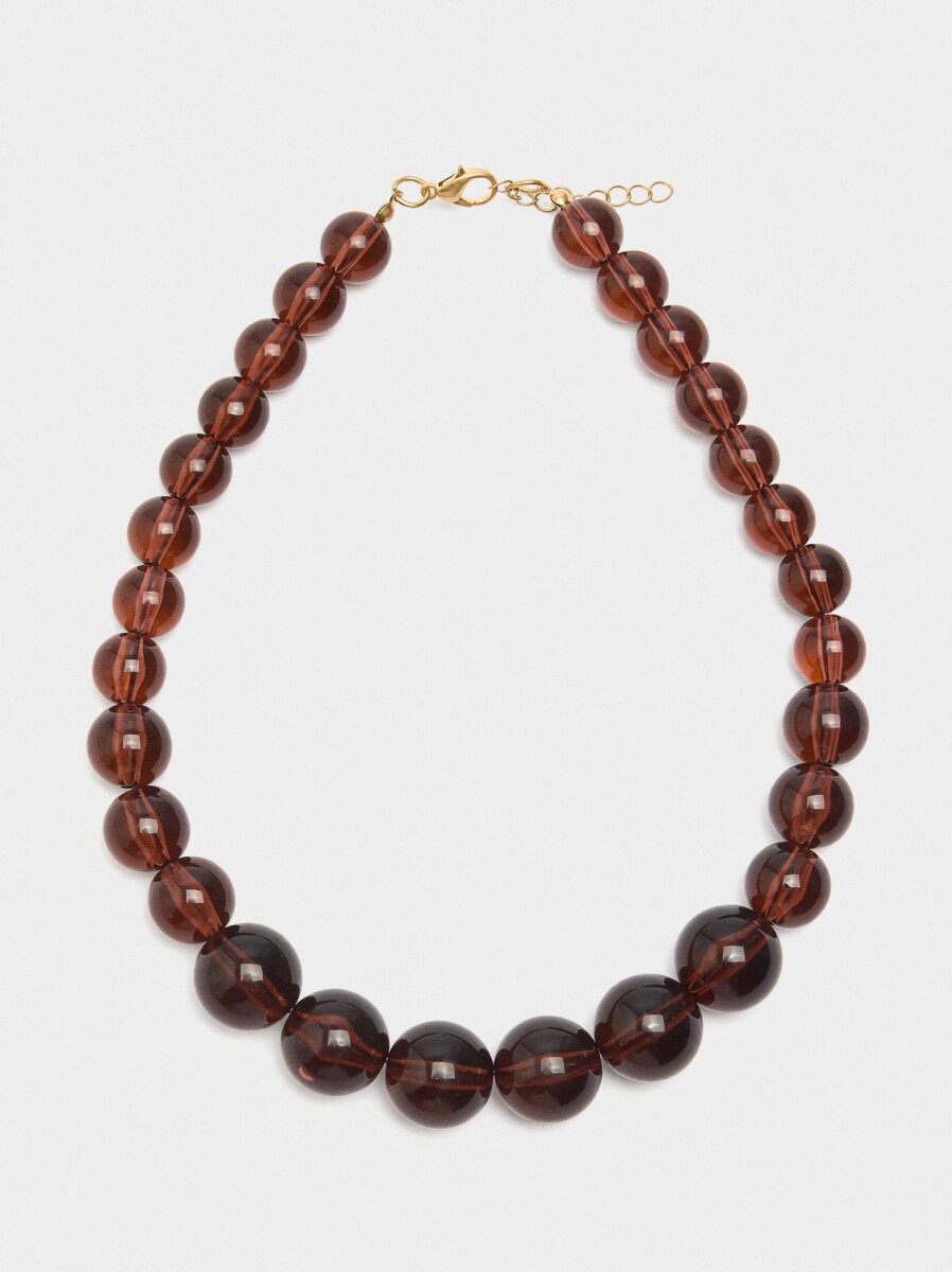 Collar Corto Con Abalorios - marron 