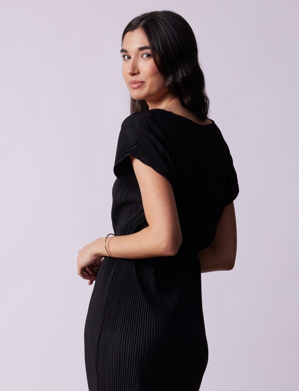 Vestido Midi Plisado NEGRO