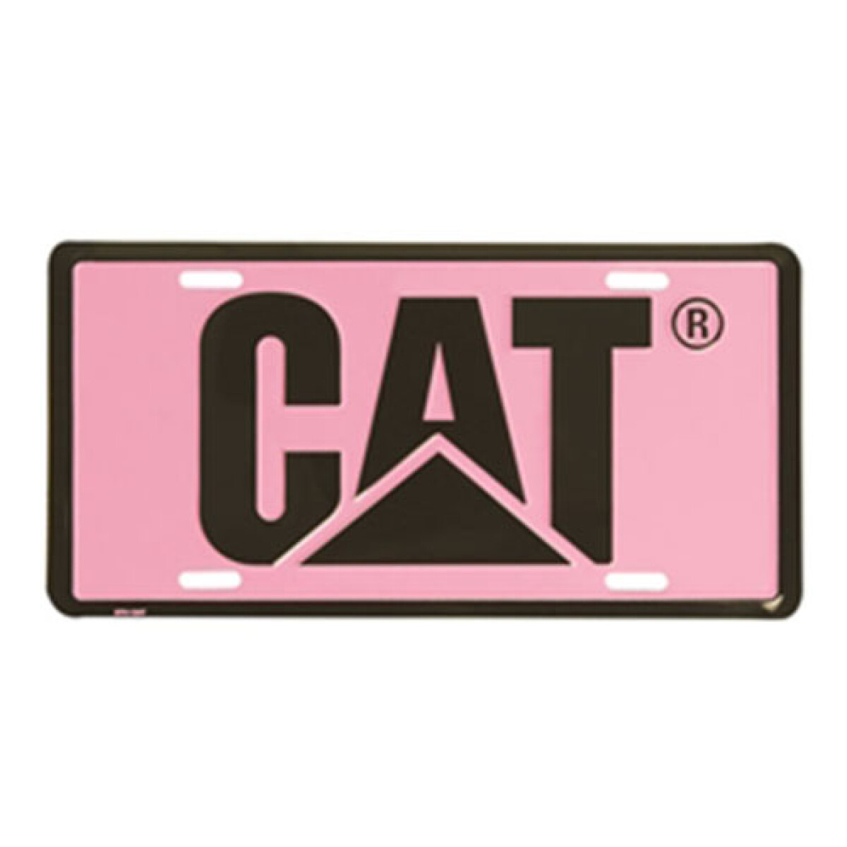 Placa Vehículo rosada con logo Cat 