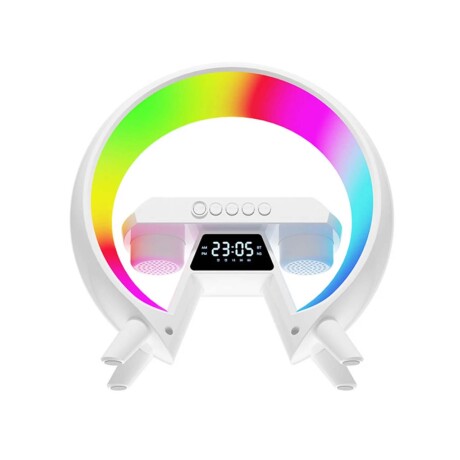 Parlante Bluetooth c/ Carga Rápida Inalámbrica Cel y Luz RGB Blanco