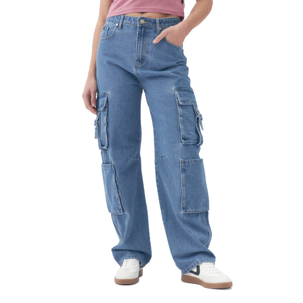 Roxy Jeans Cargo Mujer - Azul Medio Azul Medio