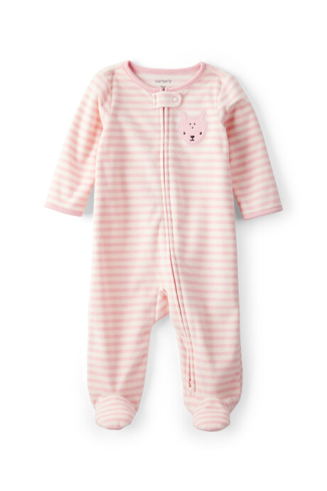 Pijama una pieza de micropolar, con pie, diseño a rayas Sin color