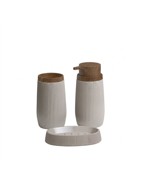 SET 3PCS BAÑO PP Y MADERA BEIGE SET 3PCS BAÑO PP Y MADERA BEIGE