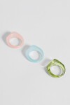 Set de tres anillos transparencia aleacion 18 mm multicolor
