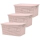 Set x3 Caja simil ratán 4 lts ROSADO