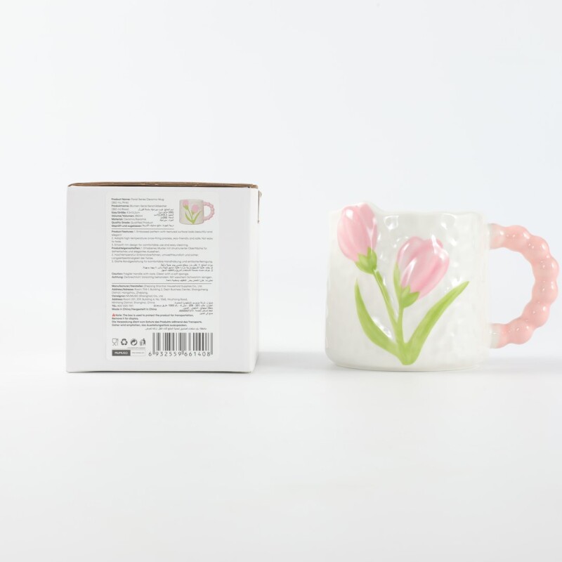 TAZA DE CERÁMICA SERIE FLORAL (350 ML/ROSA) TAZA DE CERÁMICA SERIE FLORAL (350 ML/ROSA)