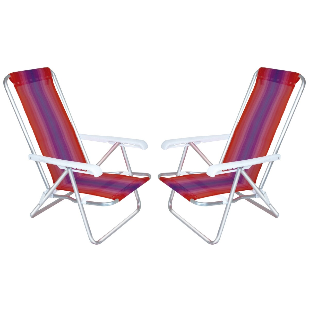 Set x2 Silla reclinable 4 posiciones aluminio - ROJO 