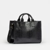 Cartera de mano Capri en cuero gamuza anaconda Negro