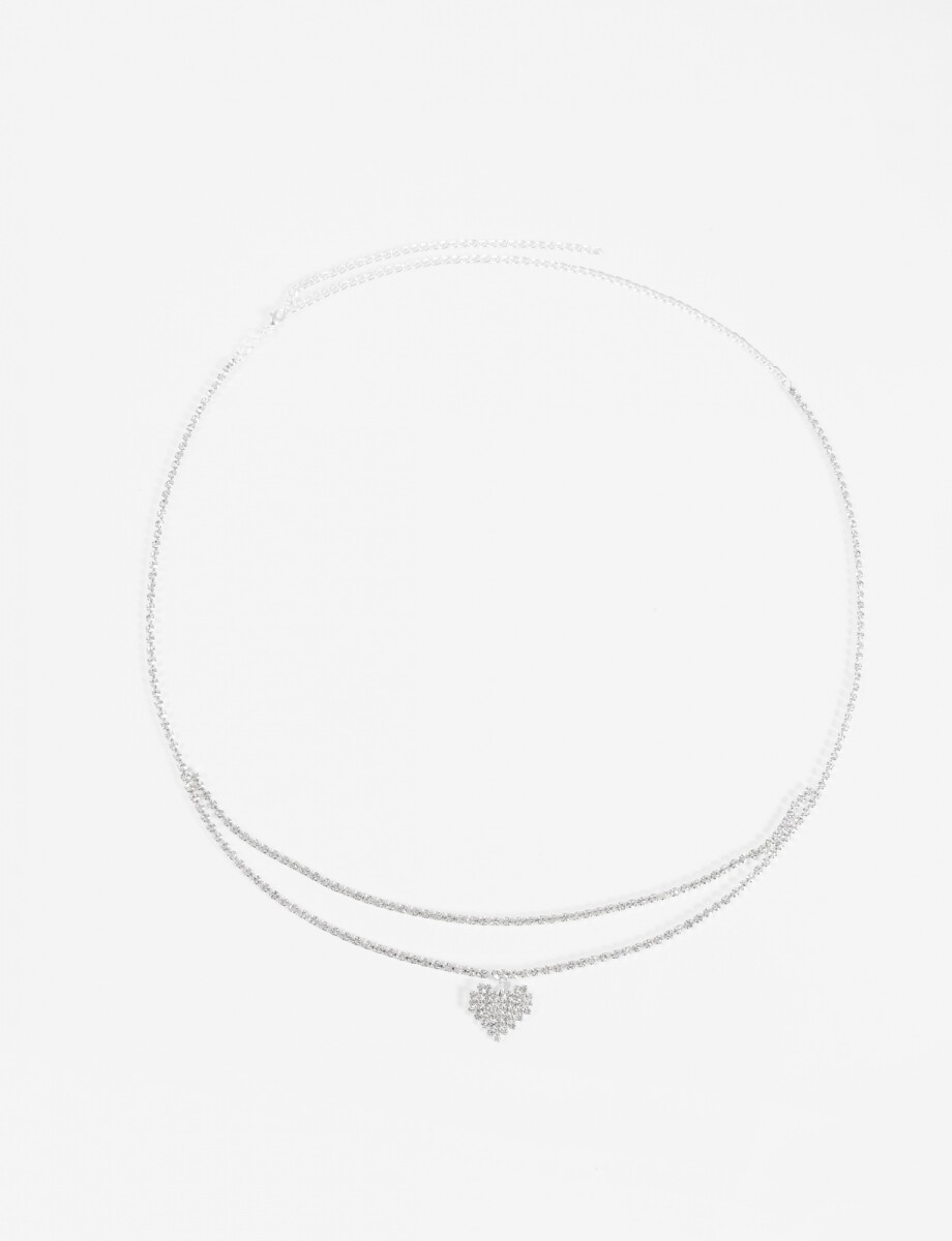 Cinturón doble cadena cora strass - plateado 