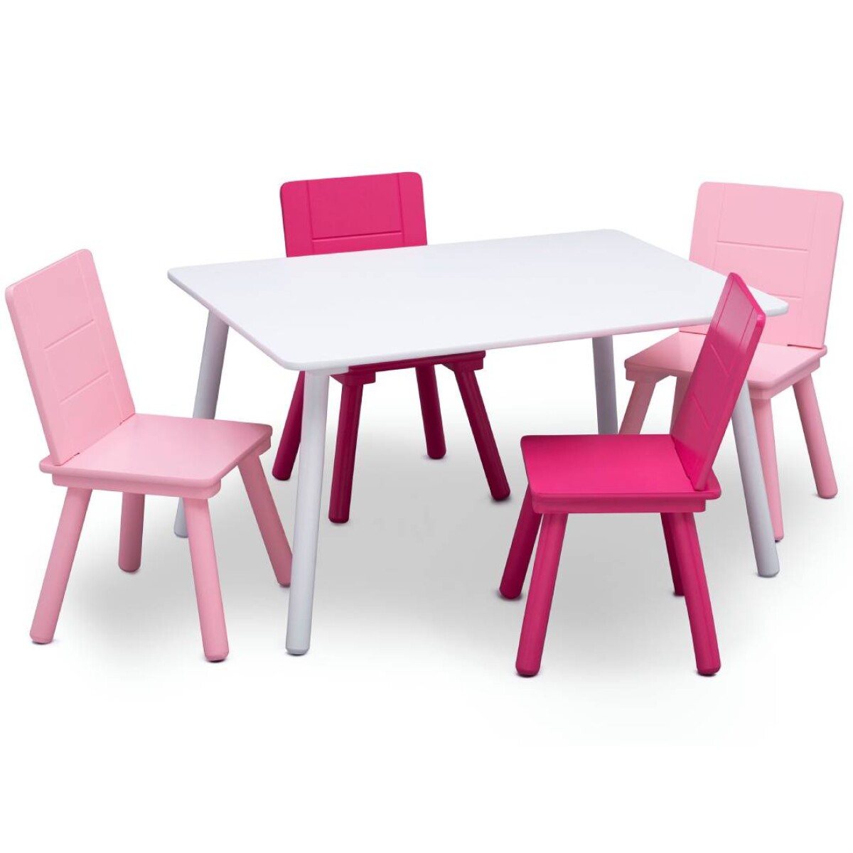 Juego de mesa y 4 sillas Wisly - Blanco/Rosa y Fucsia 