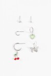 Set aros dije cherry plateado