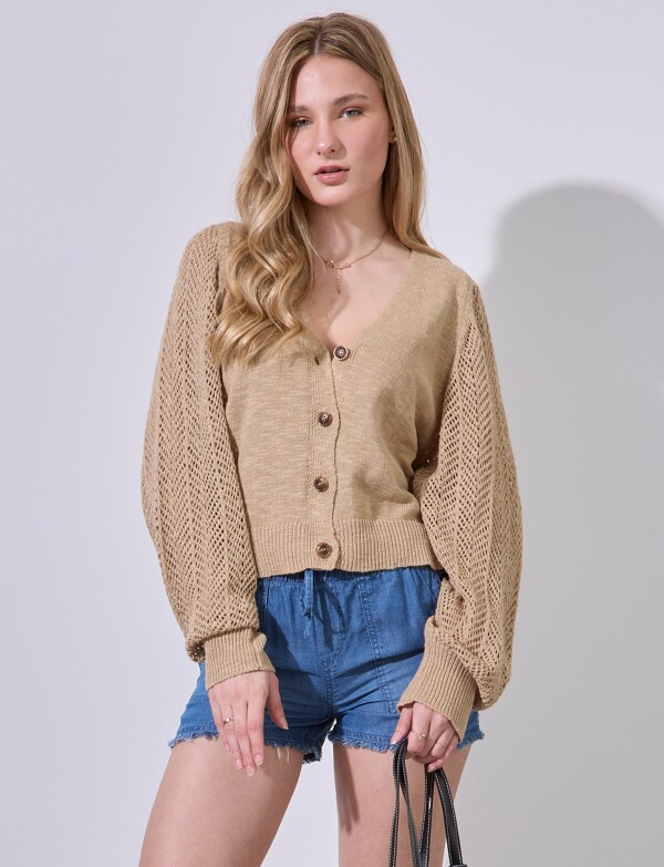 Cardigan Tejido Algodón BEIGE