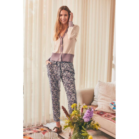 Pantalon Viscosa Print Marino