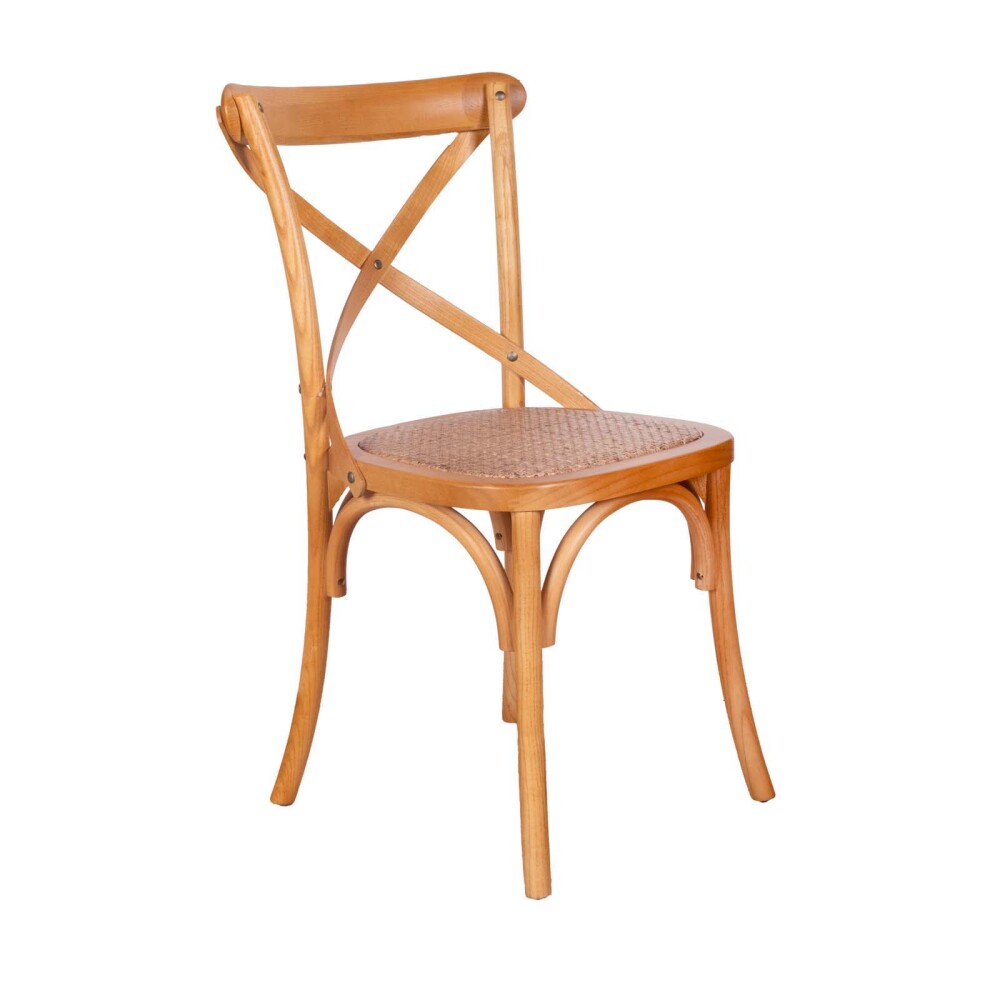 SILLA DE COMEDOR MADERA NATURAL-BEIGE CRUCETA