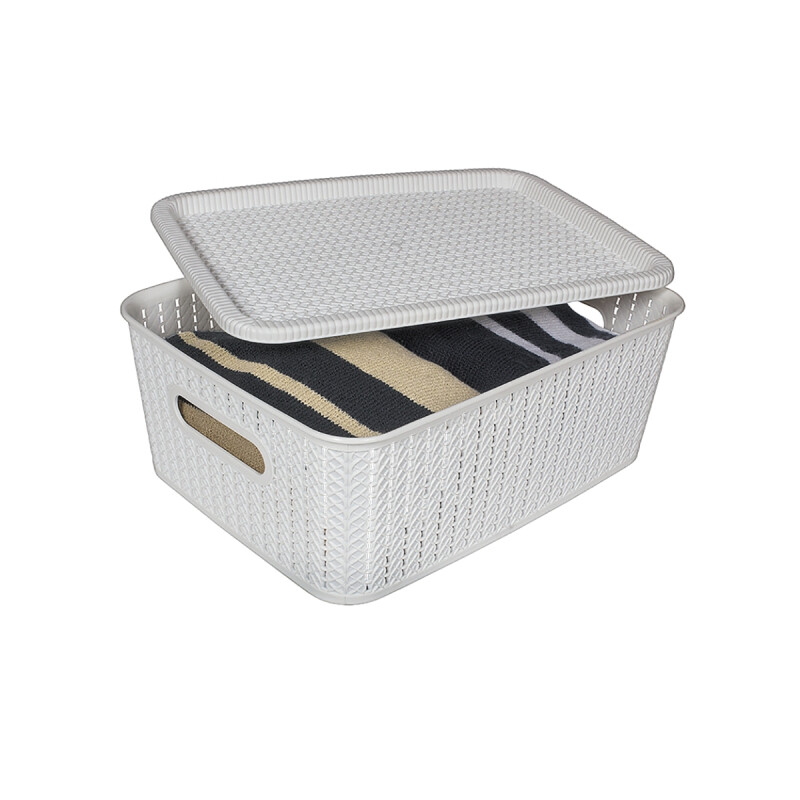 Caja organizadora símil ratán 12,5lt BLANCO