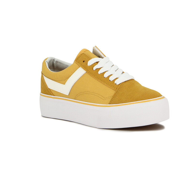 Pony Champion Old School Plataforma Casual Lona-Gamuza Yellow Amarillo