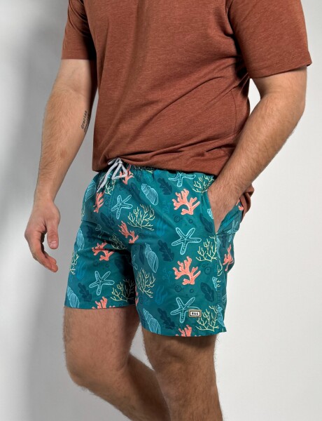 Short de baño estampado Serna Petroleo